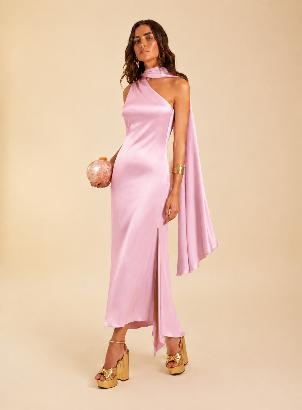 Vestido Midi Asimétrico Ciruela para Mujer | Serena