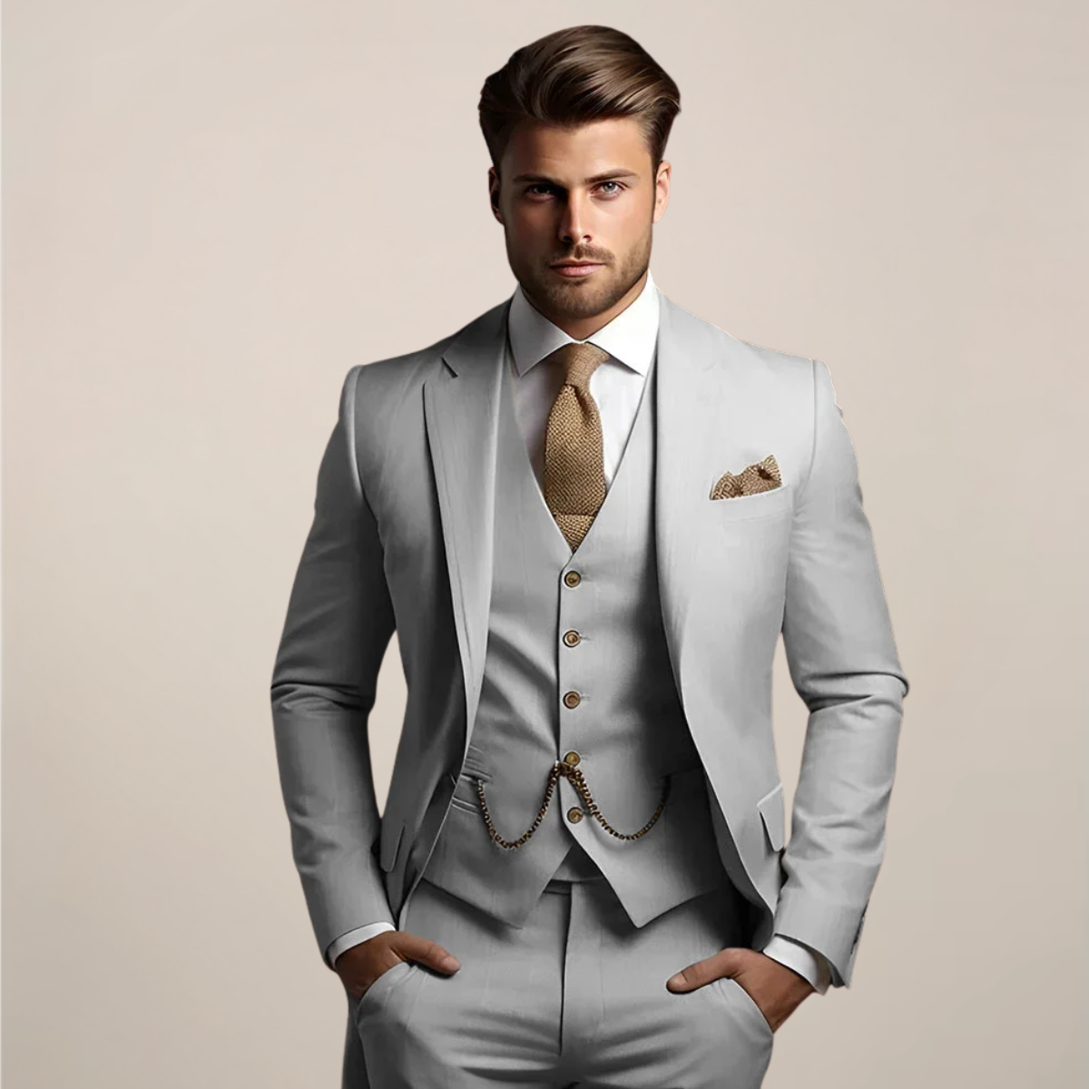 Costume trois pièces de mariage respirant pour homme Printemps | Valmonti