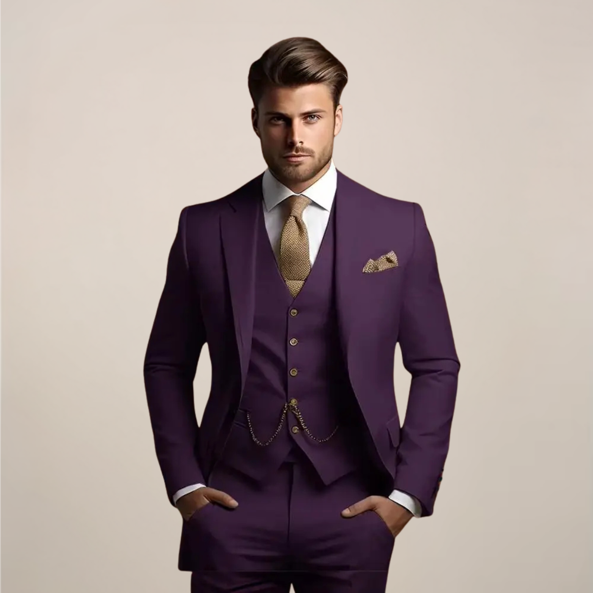 Costume trois pièces de mariage respirant pour homme Printemps | Valmonti