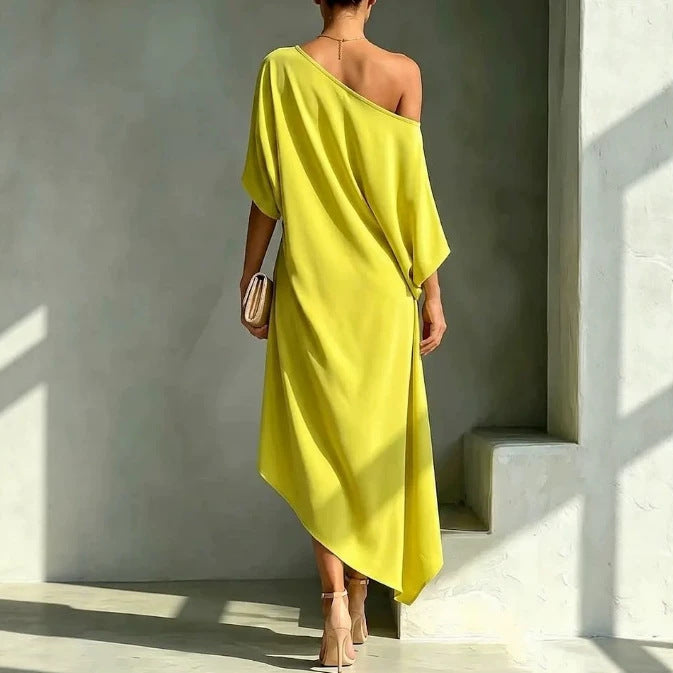 Vestido Invitada de Bodas Elegante Asimétrico | Camila