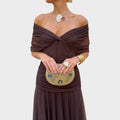 Vestido Midi de Mujer con Escote en V y Manga Larga