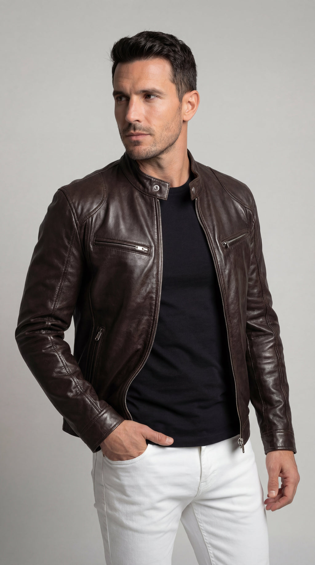 Chaqueta de Piel Hombre Elegante Otoño | Marc