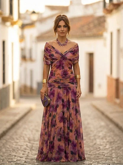 Robe longue élégante de demoiselle d'honneur pour l'automne | Amparo