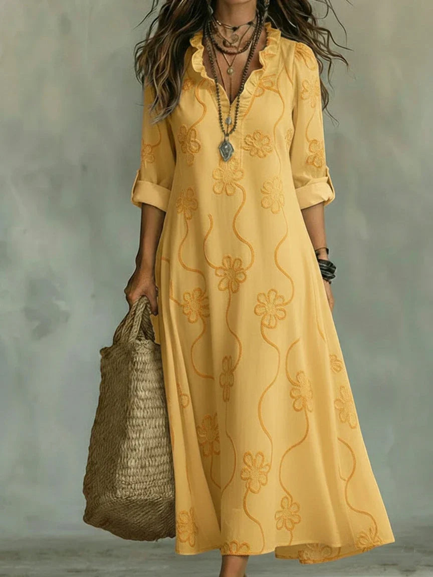 Robe d'été longue bohème à fleurs et volants | Mari