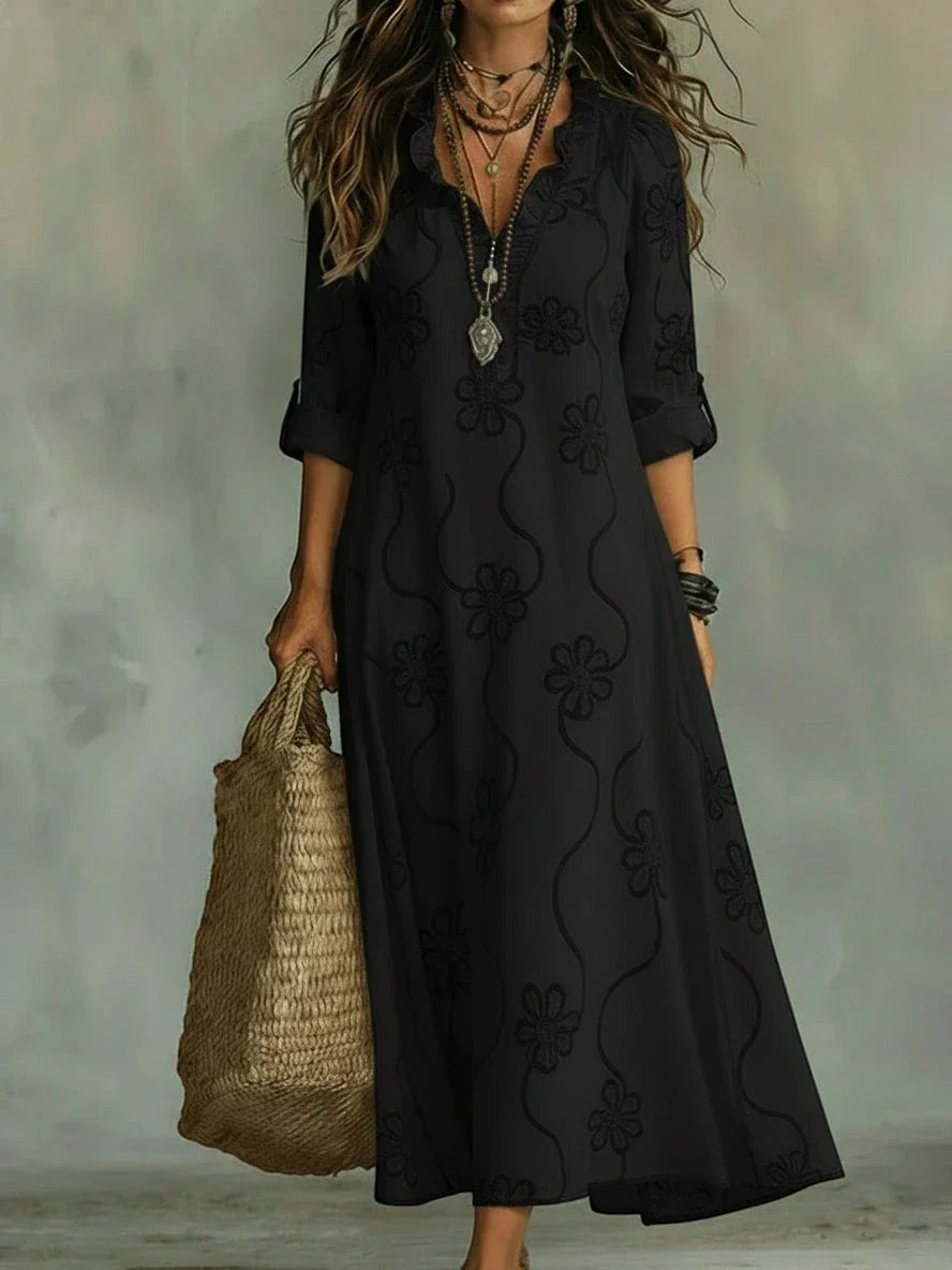 Robe d'été longue bohème à fleurs et volants | Mari