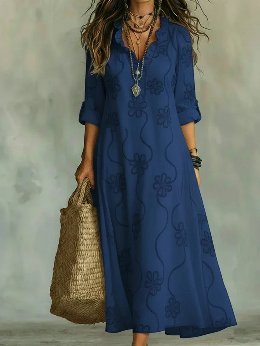 Robe d'été longue bohème à fleurs et volants | Mari