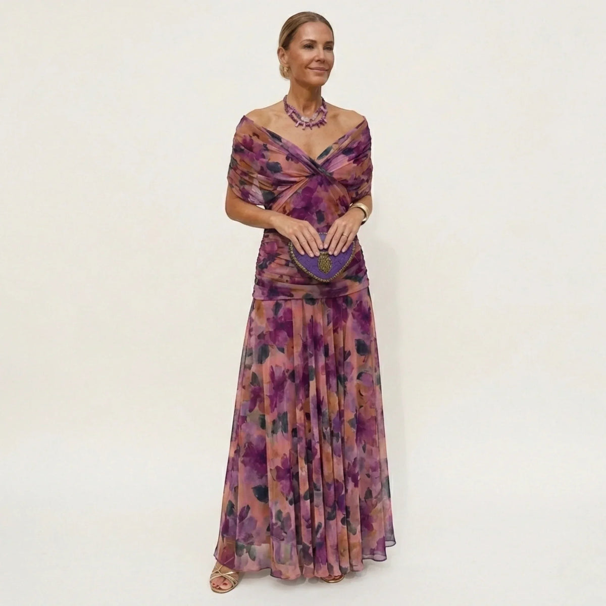 Robe de soirée longue élégante à épaules dénudées | Leila