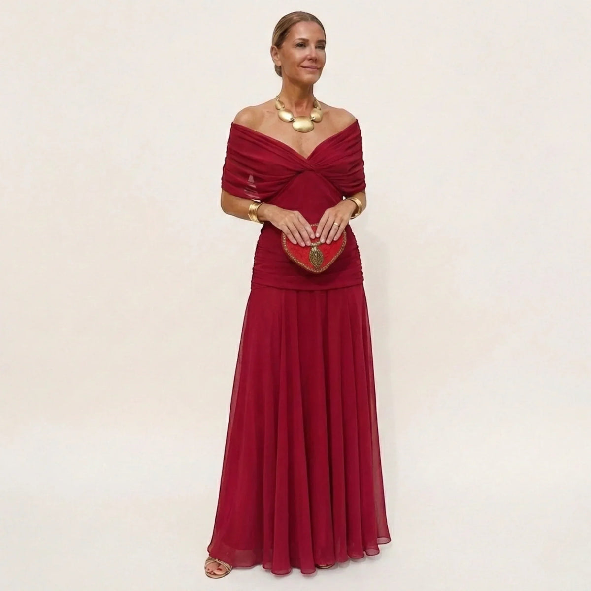 Robe de soirée longue élégante à épaules dénudées | Leila