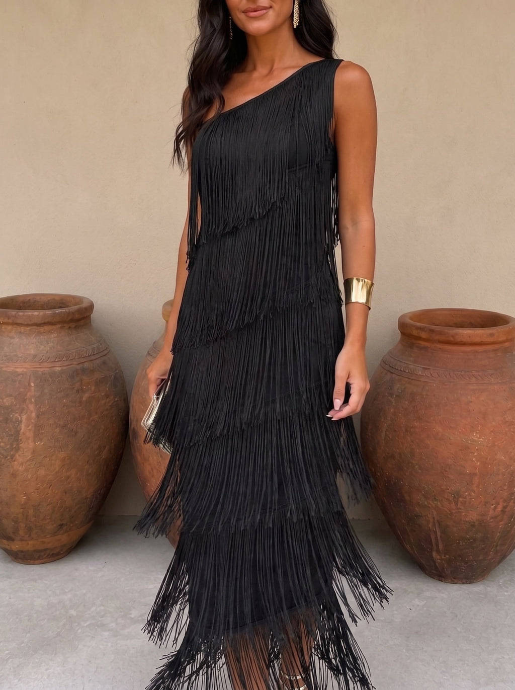 Vestido Con Flecos Elegante Invitada de Boda  | Laura