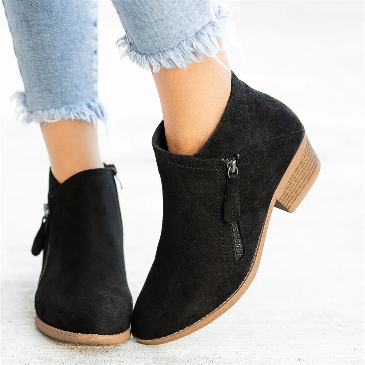 Bottines en daim avec talon en bois pour femme