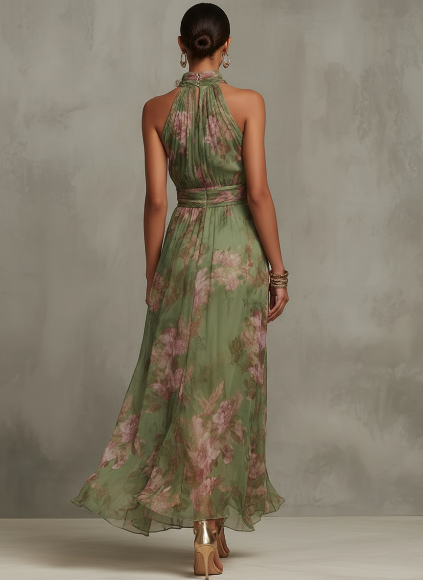 Vestido Estanpado Floral Elegante Otoño | Laura