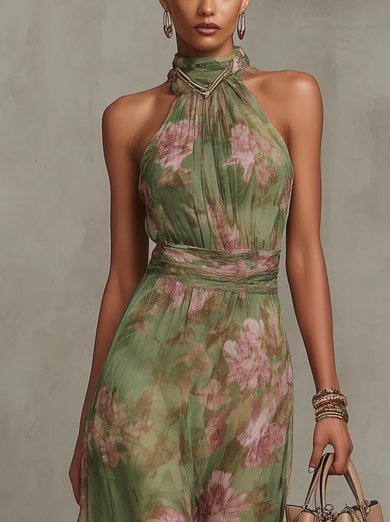 Vestido Estanpado Floral Elegante Otoño | Laura