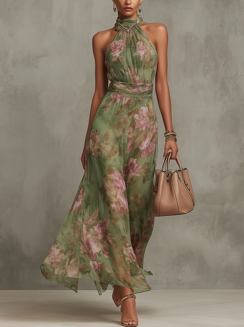 Vestido Estanpado Floral Elegante Otoño | Laura