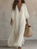 Vestido Ibicenco Largo Bohemio  Blanco para mujer | Brisas