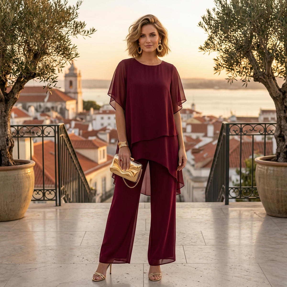 Conjunto Elegante de Ceremonia Mujer Túnica Asimétrica Eventos | Ainhoa