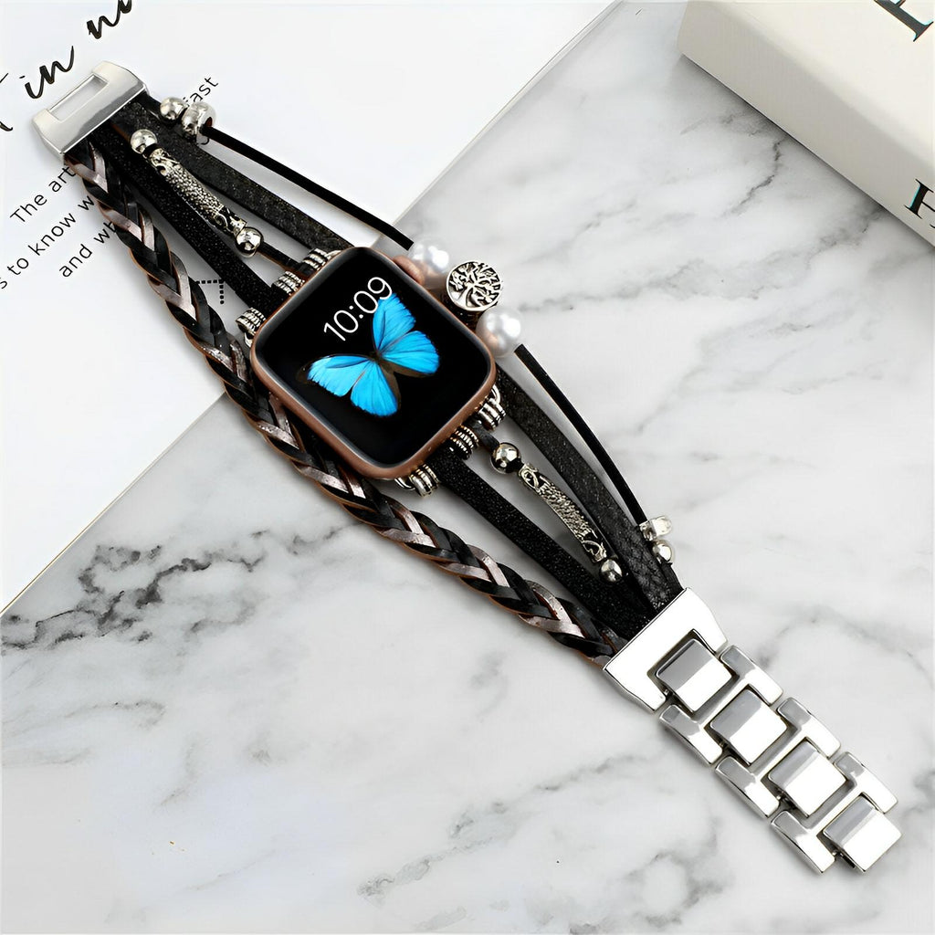 Pulsera trenzada de varios hilos para Apple Watch, con dije de árbol de la vida, para mujer, modelo Ténecia
