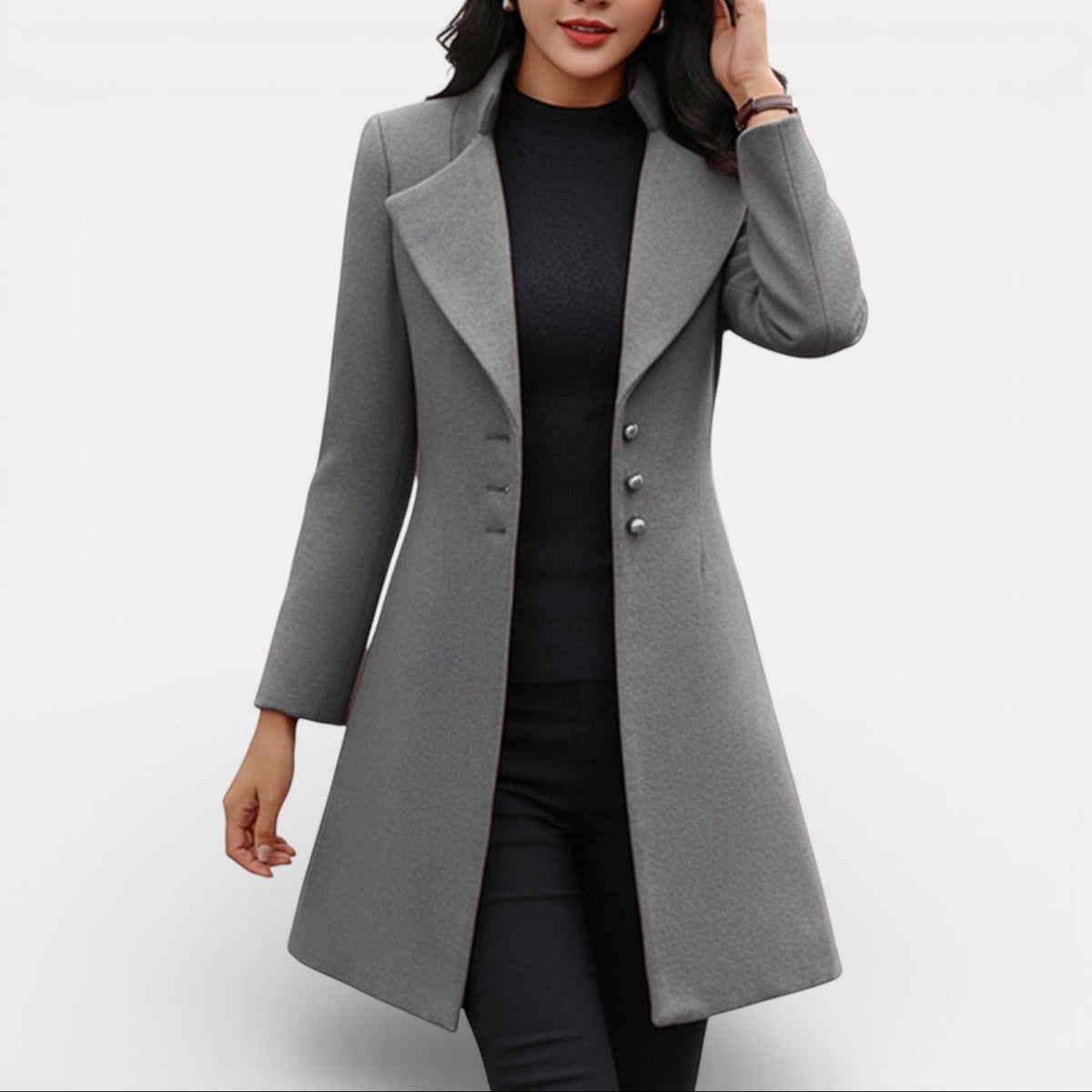 Manteau long cintré pour femme