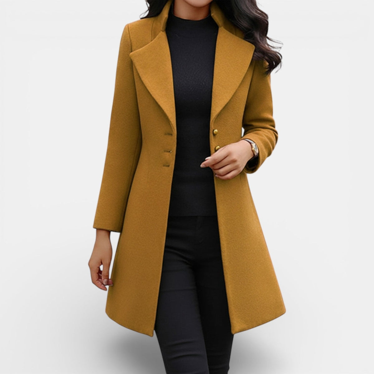 Manteau long cintré pour femme