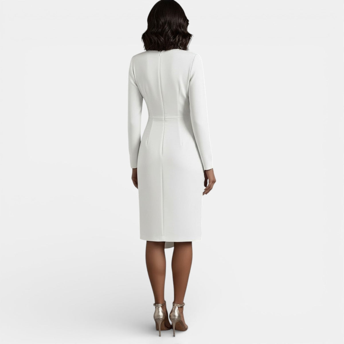 Vestido Midi Elegante Escote V Corte A Mujer | Luna Cruz
