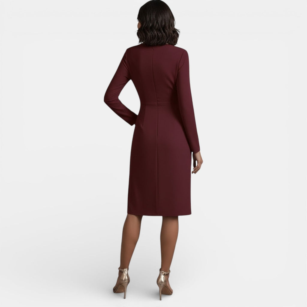 Vestido Midi Elegante Escote V Corte A Mujer | Luna Cruz