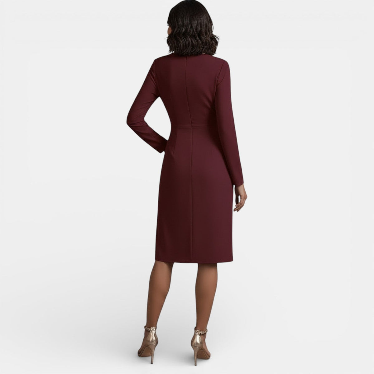 Vestido Midi Elegante Escote V Corte A Mujer | Luna Cruz