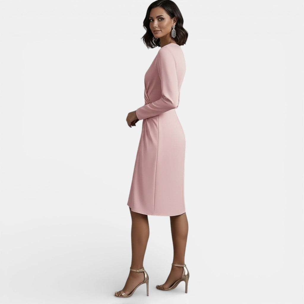 Vestido Midi Elegante Escote V Corte A Mujer | Luna Cruz