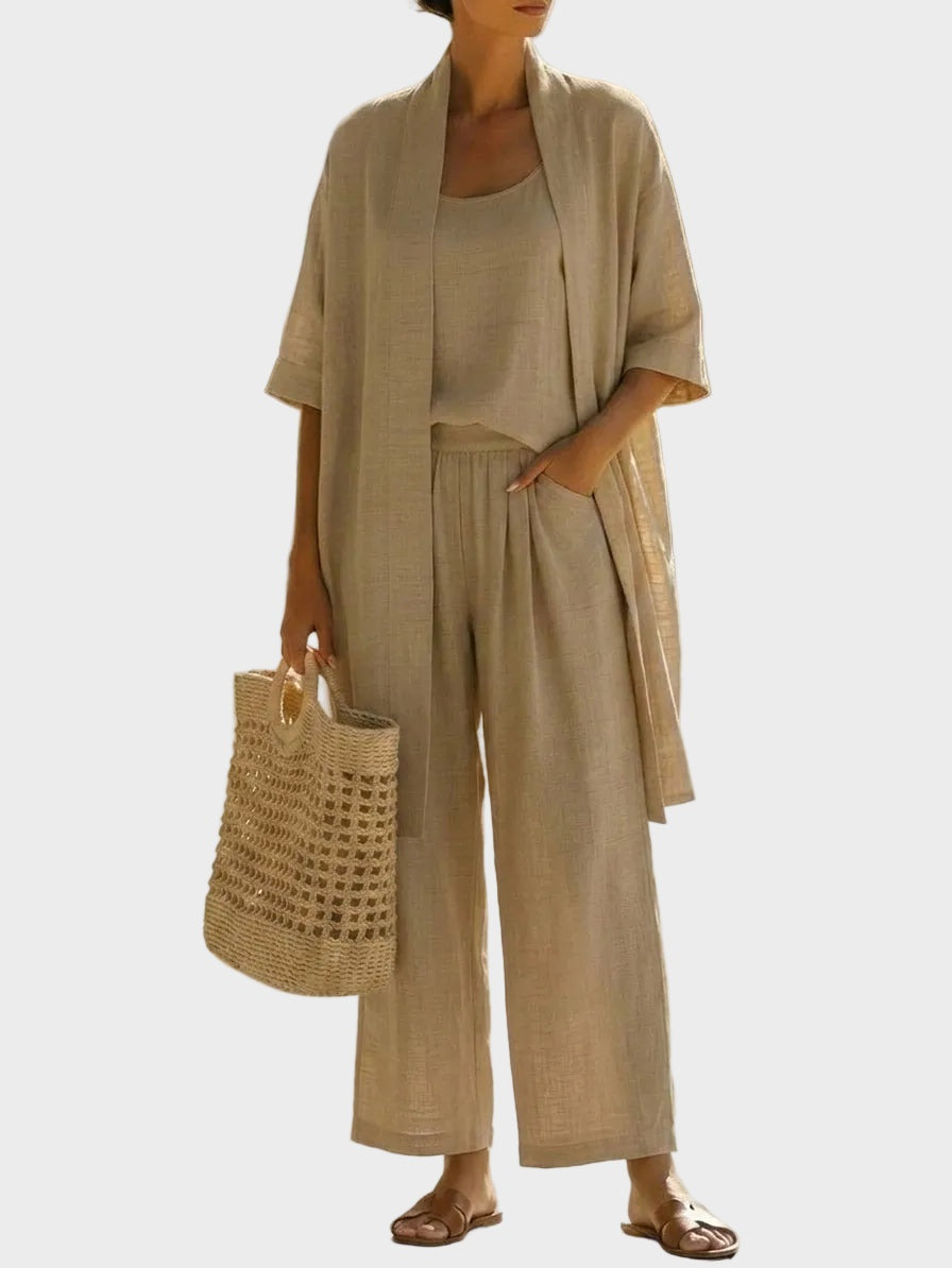 Ensemble en Lin Trois Pièces Femme Coupe Large | Cristina