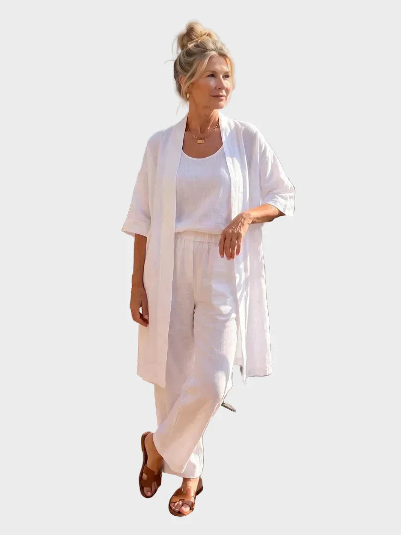 Ensemble en Lin Trois Pièces Femme Coupe Large | Cristina