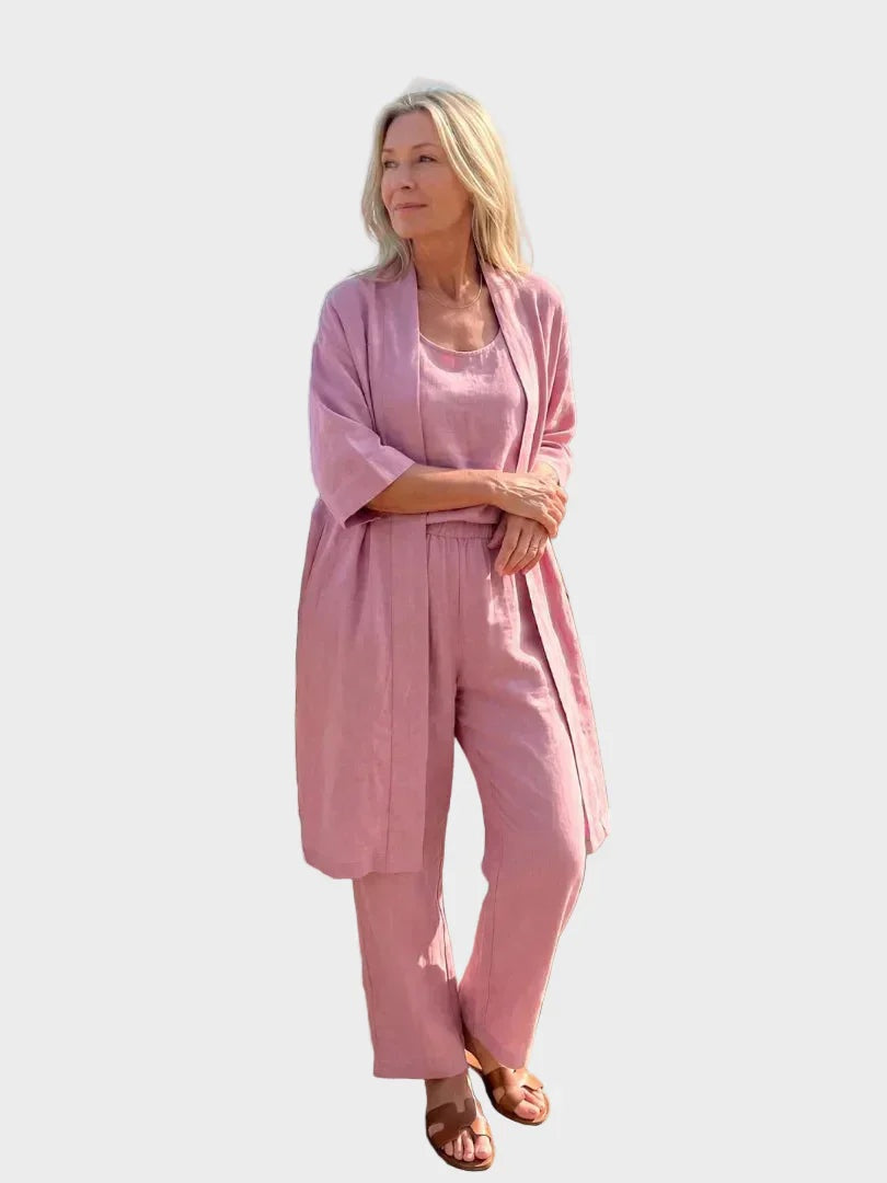 Ensemble en Lin Trois Pièces Femme Coupe Large | Cristina