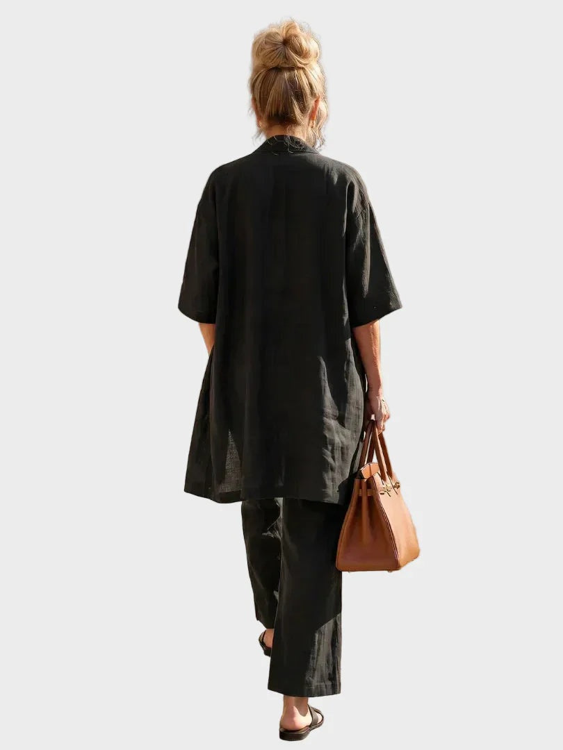 Ensemble en Lin Trois Pièces Femme Coupe Large | Cristina