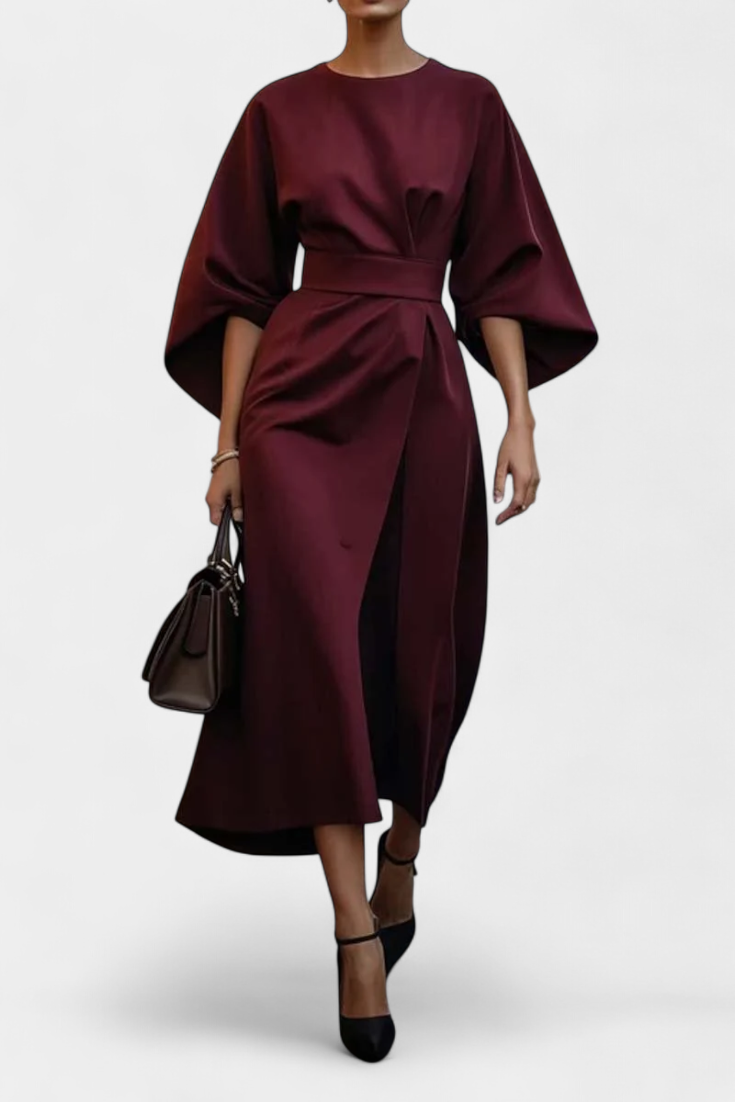 Vestido Manga Linterna Cintura Ajustada Mujer | Micaela