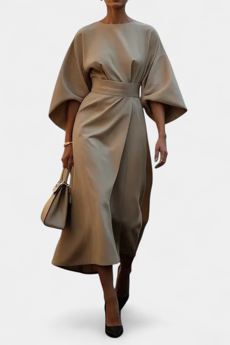 Vestido Manga Linterna Cintura Ajustada Mujer | Micaela