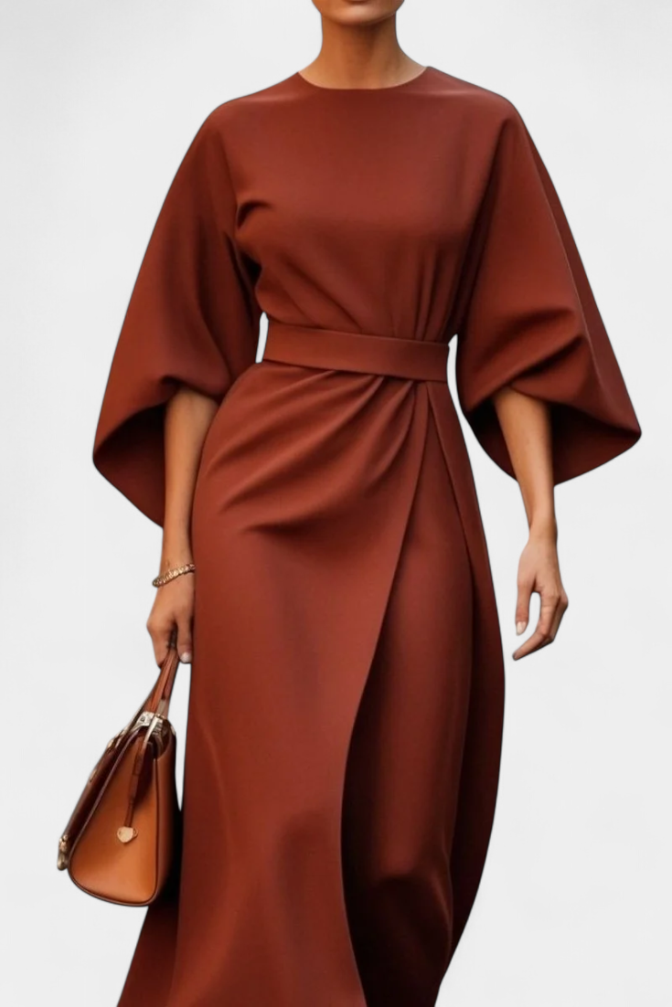 Vestido Manga Linterna Cintura Ajustada Mujer | Micaela