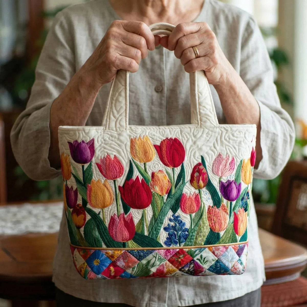 Bolso Tote Acolchado Artesanal Mujer Estampado Único | Encarnacion
