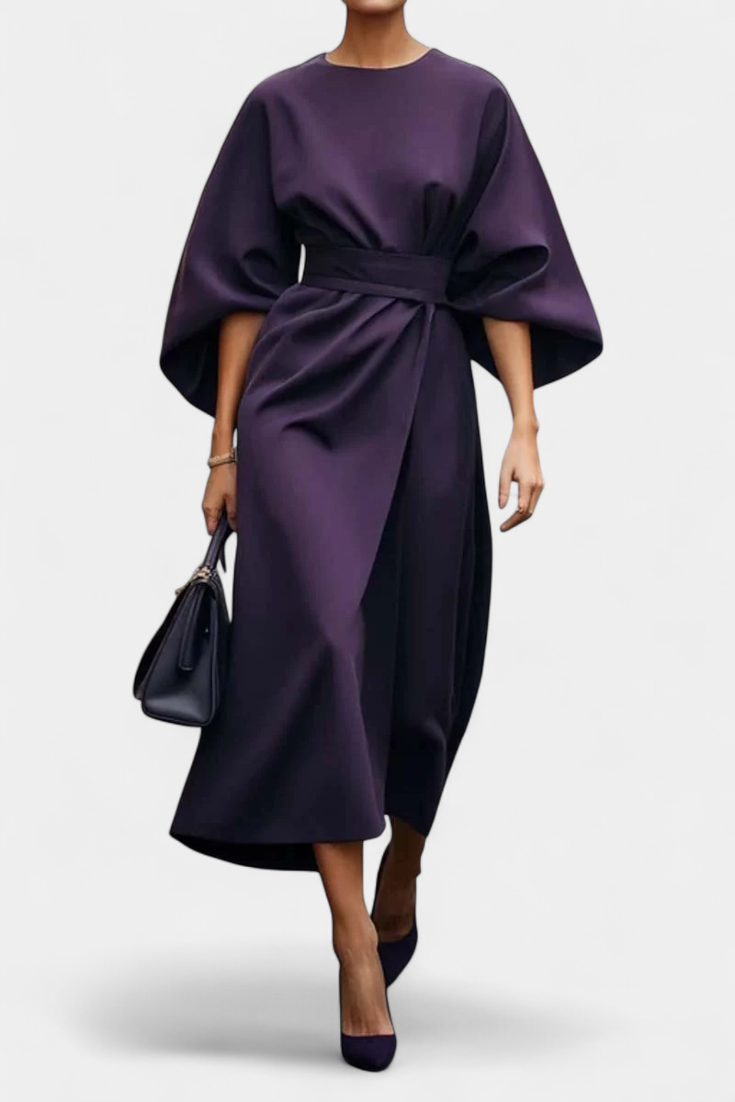 Vestido Manga Linterna Cintura Ajustada Mujer | Micaela