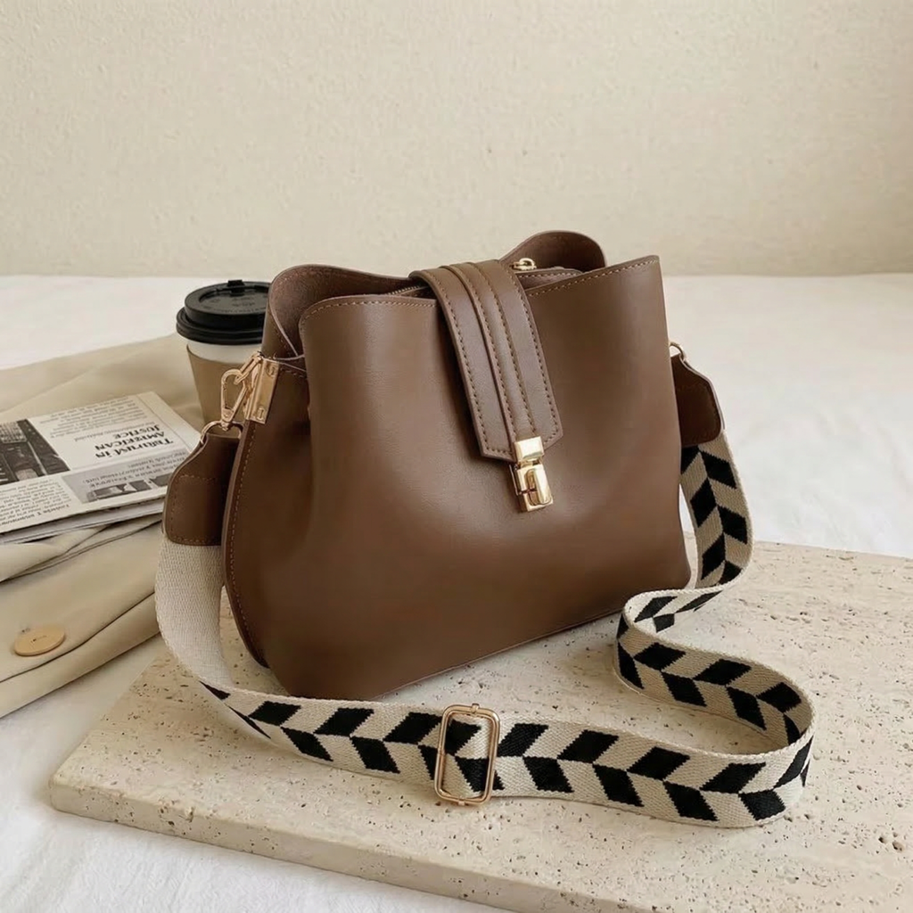 Bolso de Hombro Elegante de Mujer Negro y Marrón | Elena