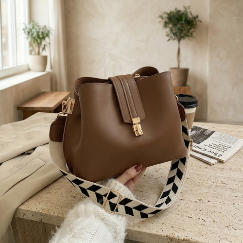 Bolso de Hombro Elegante de Mujer Negro y Marrón | Elena