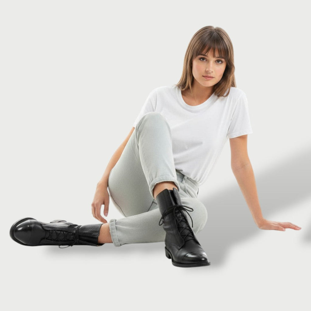 Bottes en cuir à lacets mi-mollet pour femme | Luna Cruz