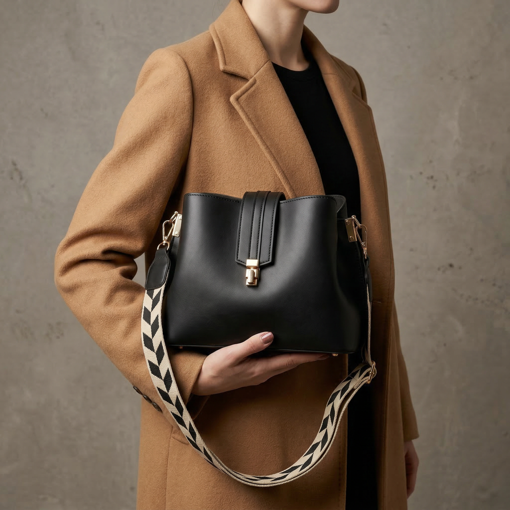 Bolso de Hombro Elegante de Mujer Negro y Marrón | Elena