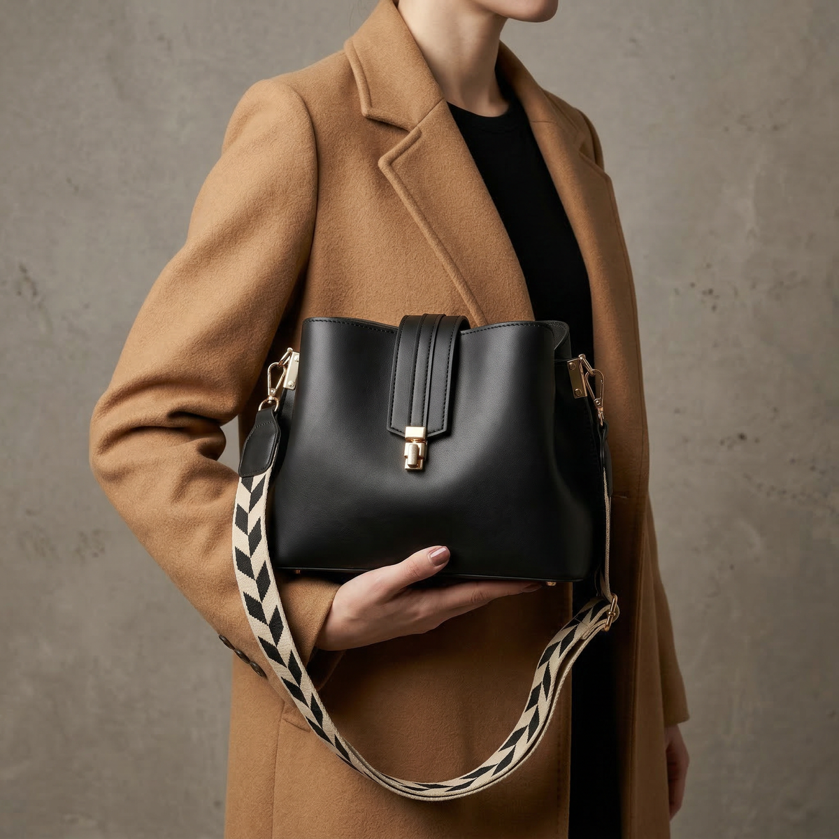 Bolso de Hombro Elegante de Mujer Negro y Marrón | Elena