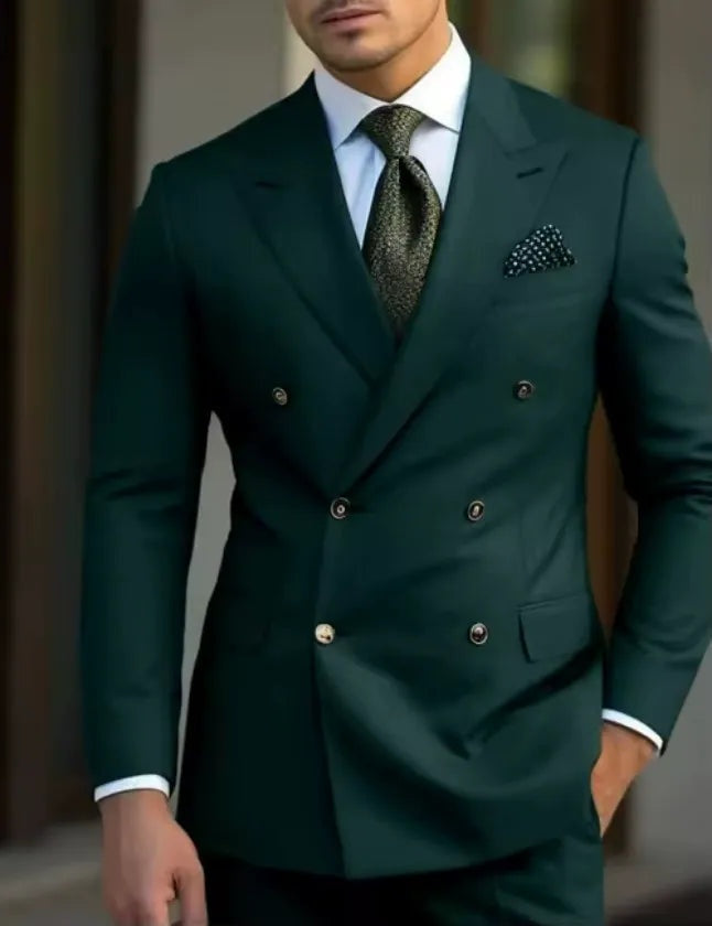 Traje de Novio Cruzado Hombre Solapa de Pico Acabado Premium | Gonzalez