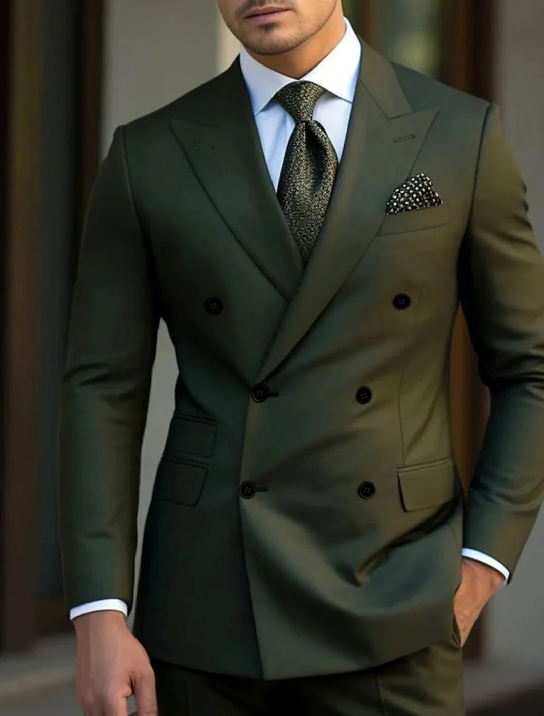 Traje de Novio Cruzado Hombre Solapa de Pico Acabado Premium | Gonzalez