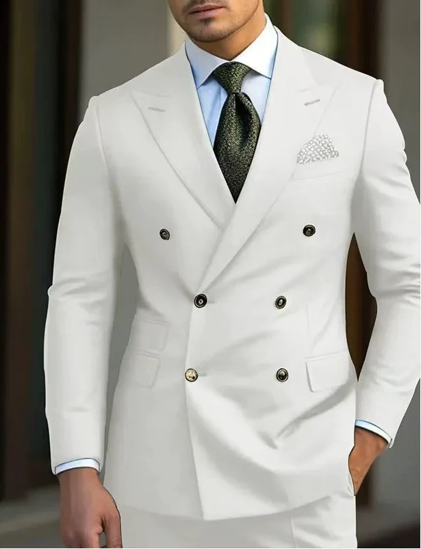 Traje de Novio Cruzado Hombre Solapa de Pico Acabado Premium | Gonzalez