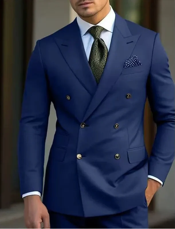 Traje de Novio Cruzado Hombre Solapa de Pico Acabado Premium | Gonzalez