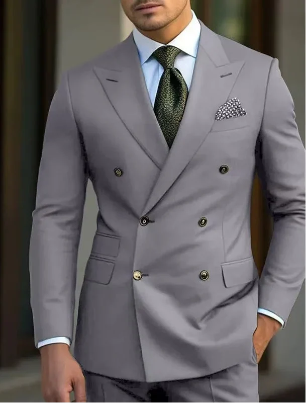 Traje de Novio Cruzado Hombre Solapa de Pico Acabado Premium | Gonzalez