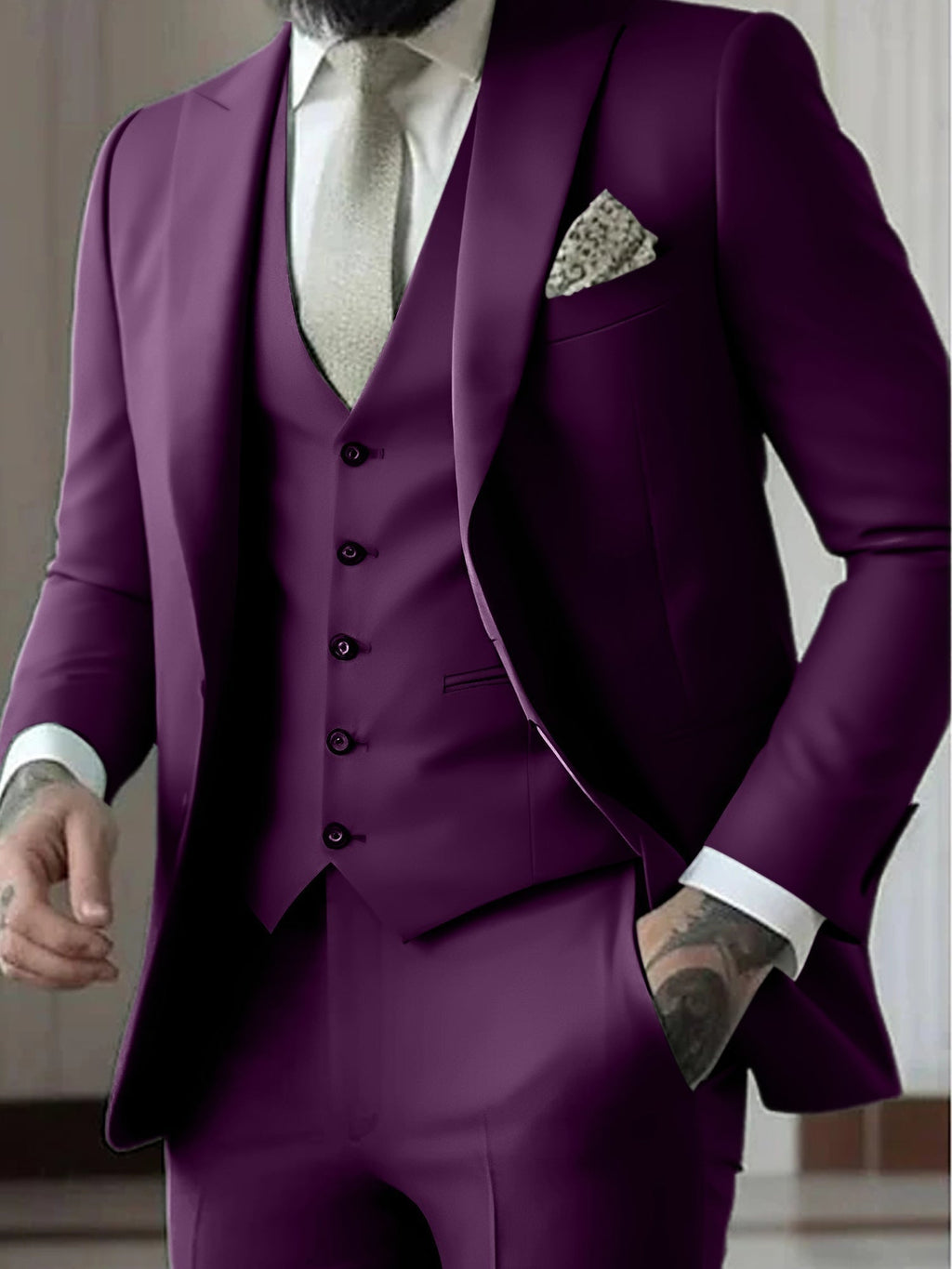 Traje de Novio de Tres Piezas Hombre Slim Fit Chaleco | Gonzalez