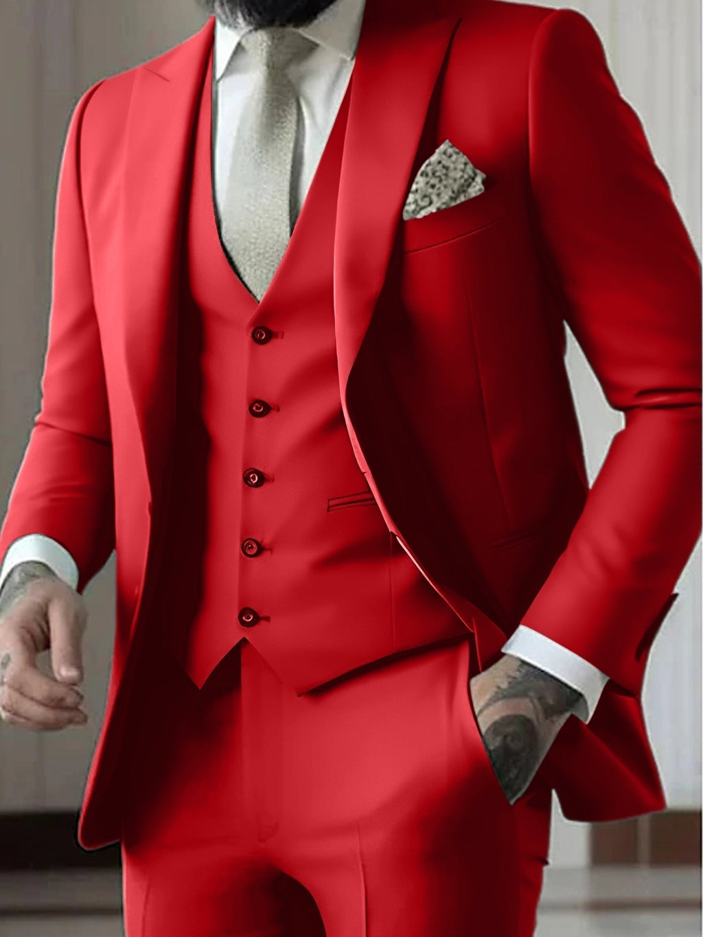 Traje de Novio de Tres Piezas Hombre Slim Fit Chaleco | Gonzalez