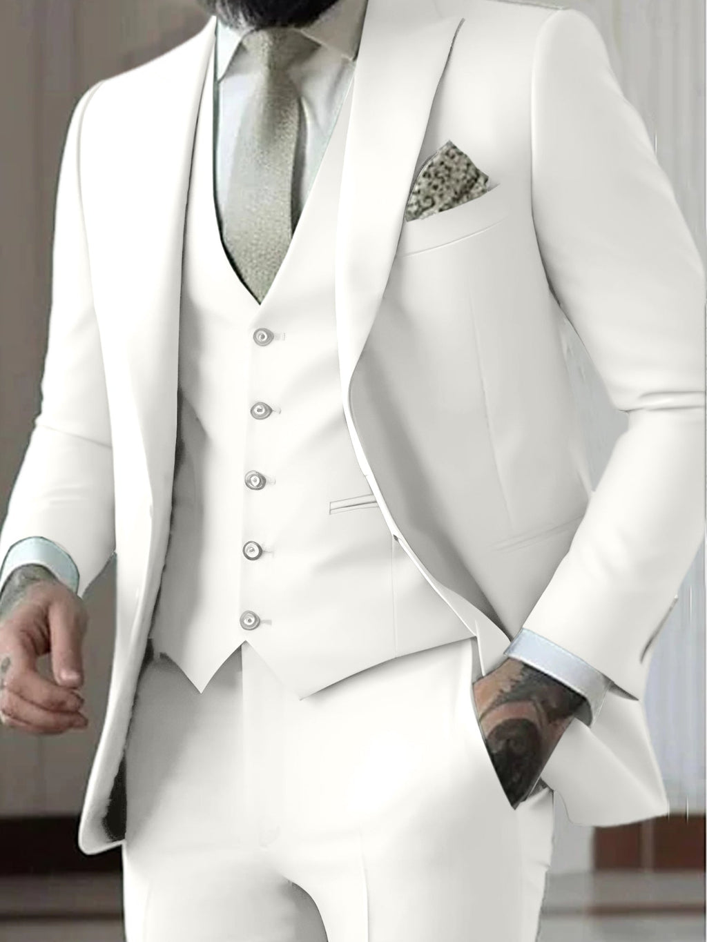 Traje de Novio de Tres Piezas Hombre Slim Fit Chaleco | Gonzalez