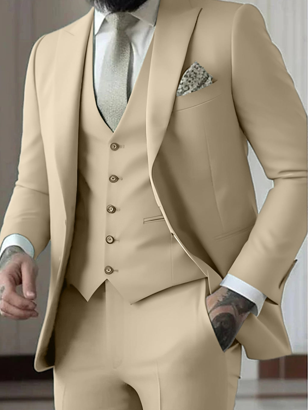 Traje de Novio de Tres Piezas Hombre Slim Fit Chaleco | Gonzalez