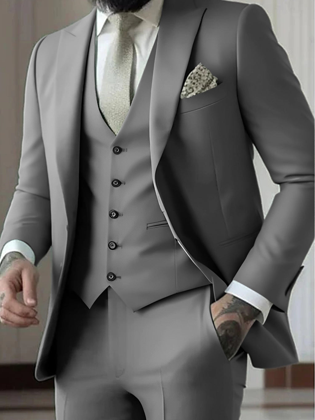 Traje de Novio de Tres Piezas Hombre Slim Fit Chaleco | Gonzalez
